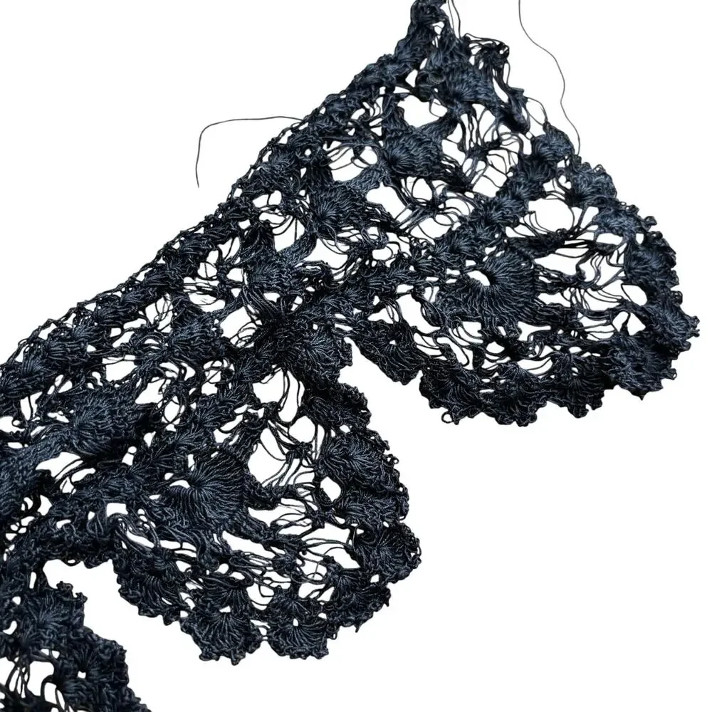 Vintage hand crochet lace remnants including beige & black 1+ yard each as found